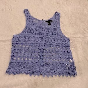 F21 crochet tank, purple, cotton, Sz M